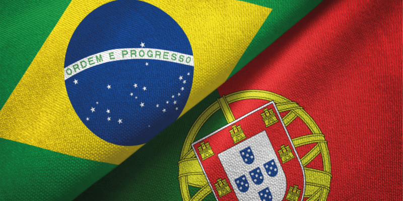 Bandeira portuguesa e brasileira